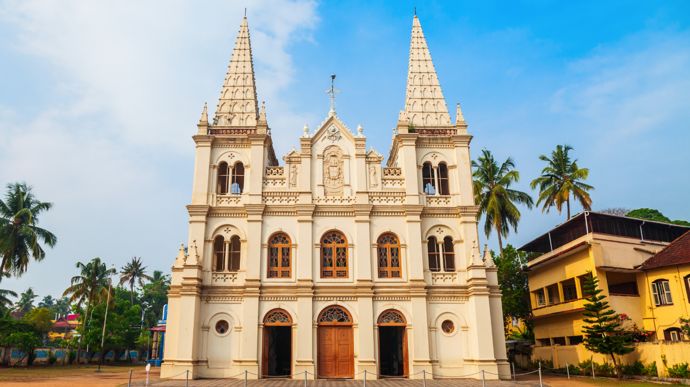 Santa Cruz Basilica Fort Kochi heritage church on Cochin shore excursion group tour