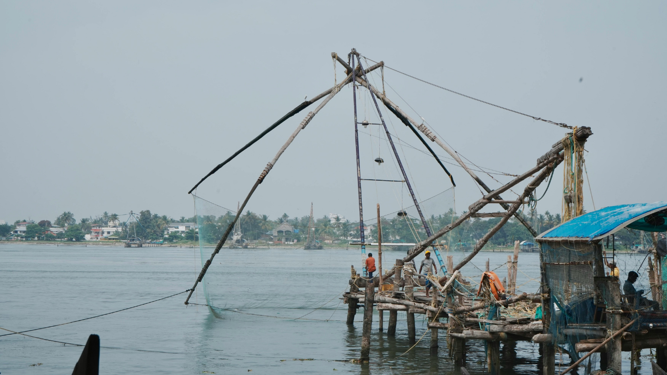 Chinese fishing nets Kochi harbour heritage shore excursion Kerala